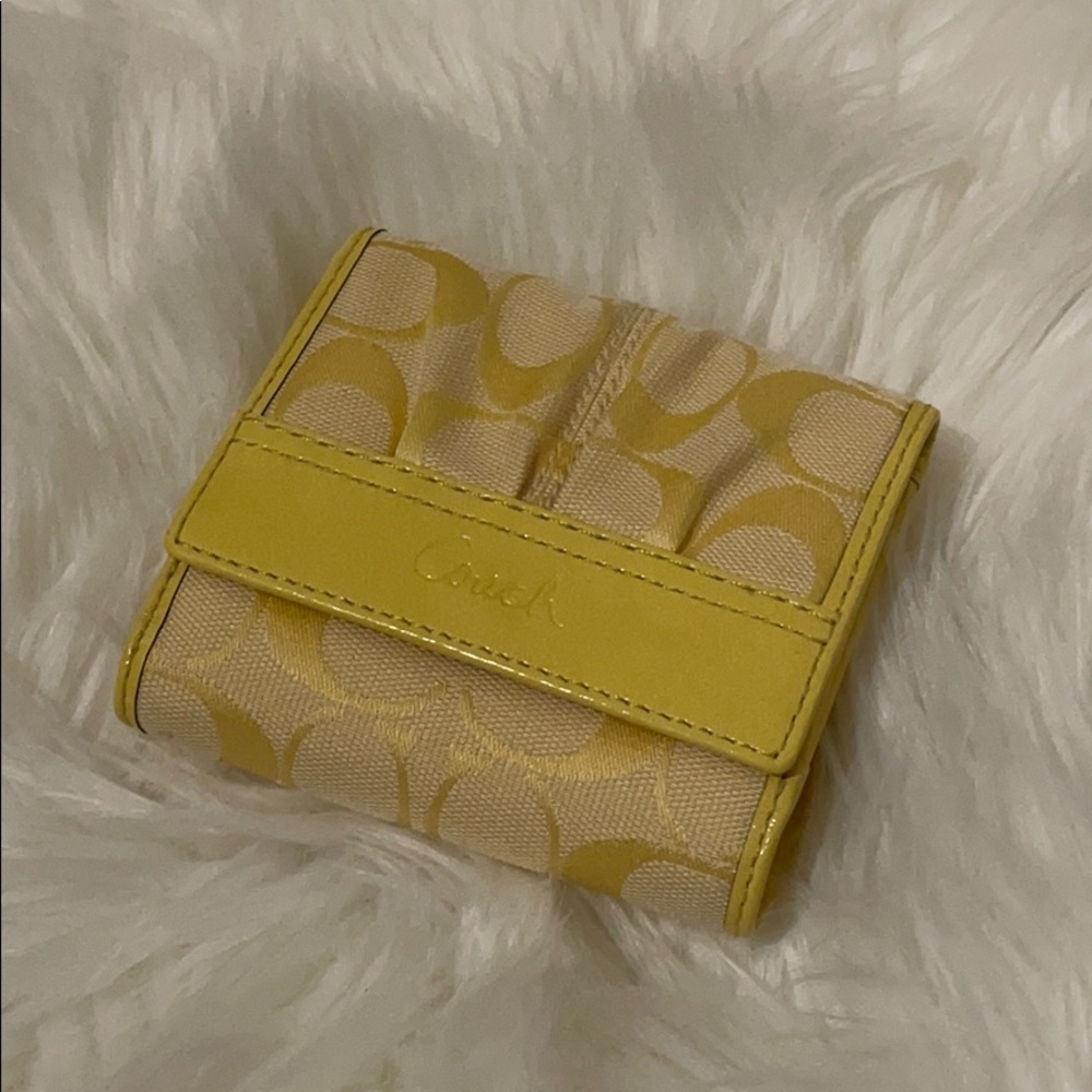 Yellow Monogram Coach Bifold Wallet
